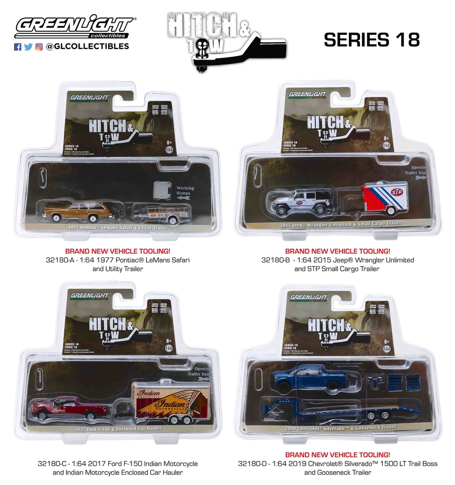 Chevrolet Silverado 1500 LT con Plataforma de cuello de cisne (2019) Greenlight 32180D 1/64 