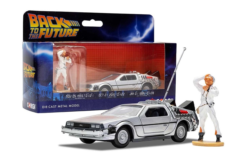 Miniatura DeLorean de la pelicula Regreso al Futurocon con figura de Doc Brown Corgi CC05503 