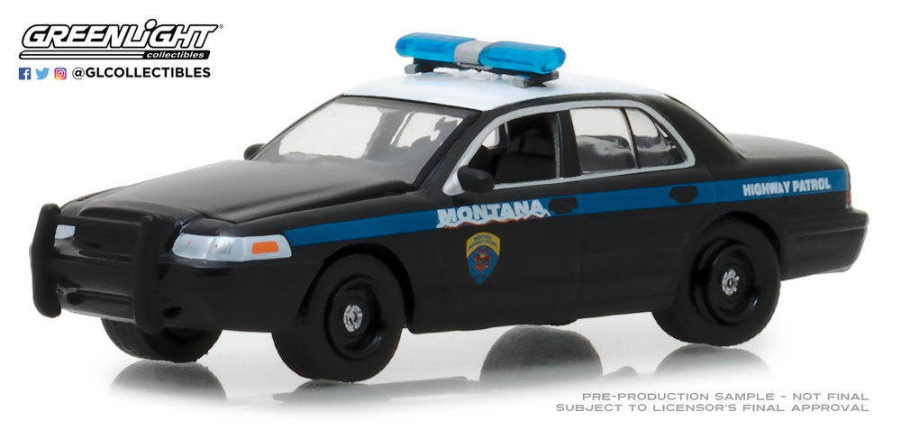 Ford Crown Victoria Police Interceptor Montana Highway Patrol (2001) 42860D Greenlight 1/64 