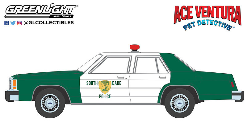 Ford LTD Crown Victoria Miami Police (1988) - Ace Ventura: Pet Detective (1994) Greenlight 1/64 