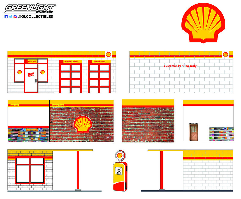 Gasolinera Shell Oil tipo 2 Greenlight 57073 1/64 