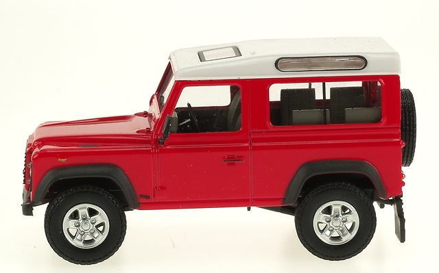 Land Rover Defender 90 Cararama 55250 1/43 Rojo Techo Blanco 