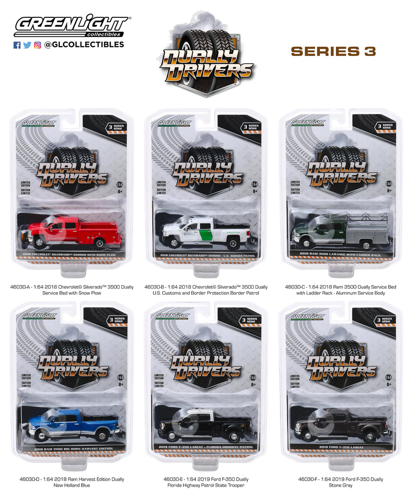 Lote de 6 unidades Dually Drivers Series 3 Greenlight 46030 1/64 