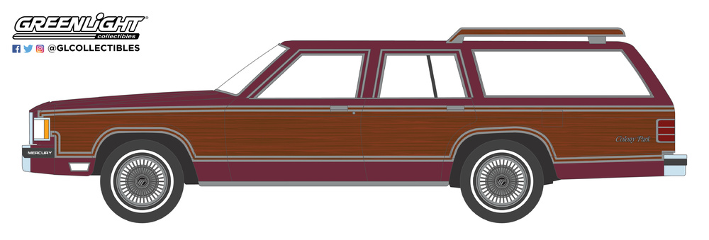 29950-F 1:64 Estate Wagons Series 3 - 1985 Mercury Grand Marquis Colony Park - Burgundy Solid Pack 