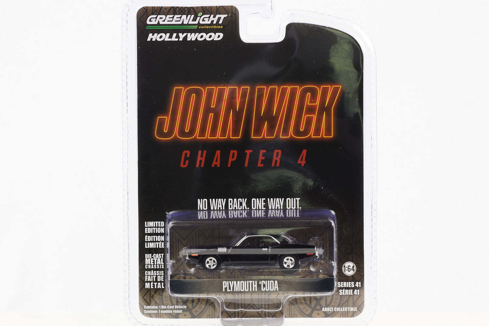 Miniatura Plymouth Cuda pelicula John Wick 4 (1971) Greenlight escala 1/43 62020F 