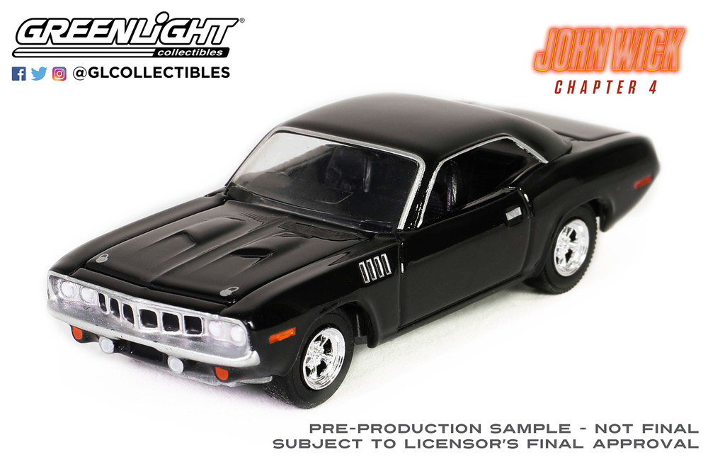 Miniatura Plymouth Cuda pelicula John Wick 4 (1971) Greenlight escala 1/43 62020F 