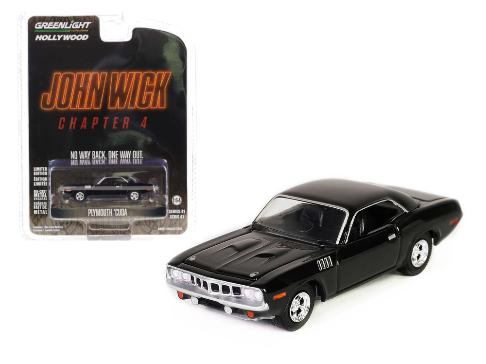 Miniatura Plymouth Cuda pelicula John Wick 4 (1971) Greenlight escala 1/43 62020F 