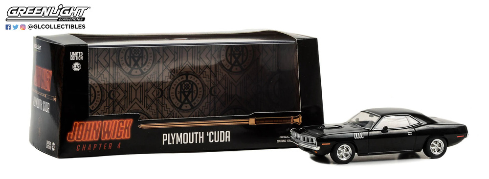 Plymouth Cuda pelicula John Wick 4 (1971) Greenlight escala 1/43 