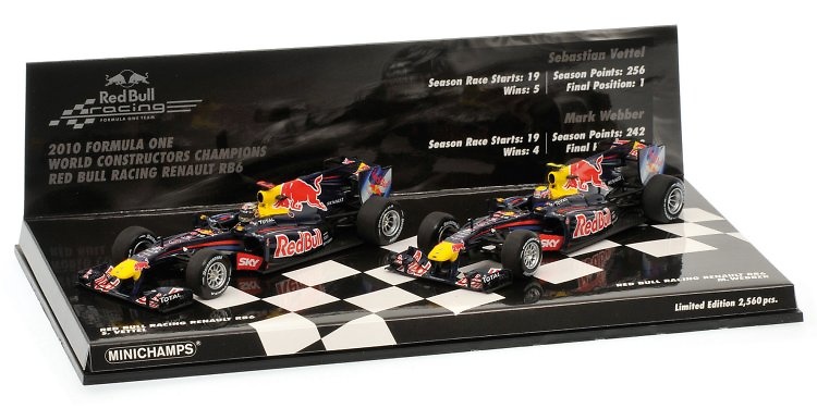 Set 2 Red Bull RB6 Sebastian Vettel y Mark Webber (2010) Minichamps 412100506 1/43 