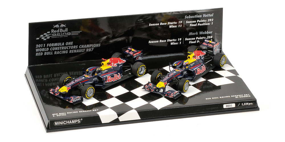 Set 2 Red Bull RB7 Titulo de Constructores (2011) Minichamps 412110102 1:43 