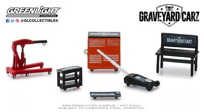 Conjunto de herramientas "Graveyard  Carz" Greenlight 1/64