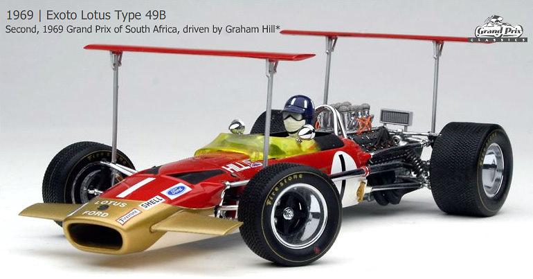 Lotus-Ford 49B GP. Sudáfrica nº 1 Graham Hill (1969) Exoto 97008 1/18